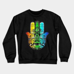 LGBT Hamsa Hand Yoga Tattoo Design Crewneck Sweatshirt